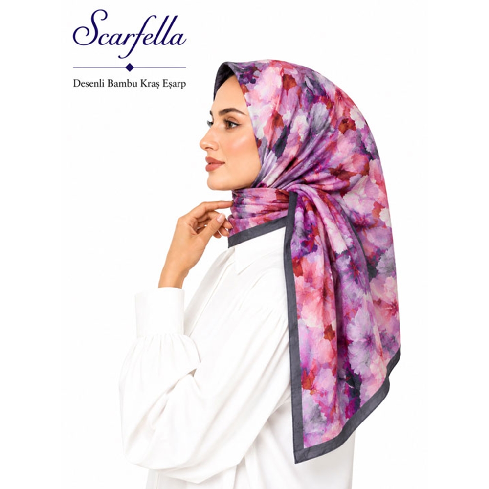 Scarfella Desenli Bambu Kraş Eşarp - Desen-13