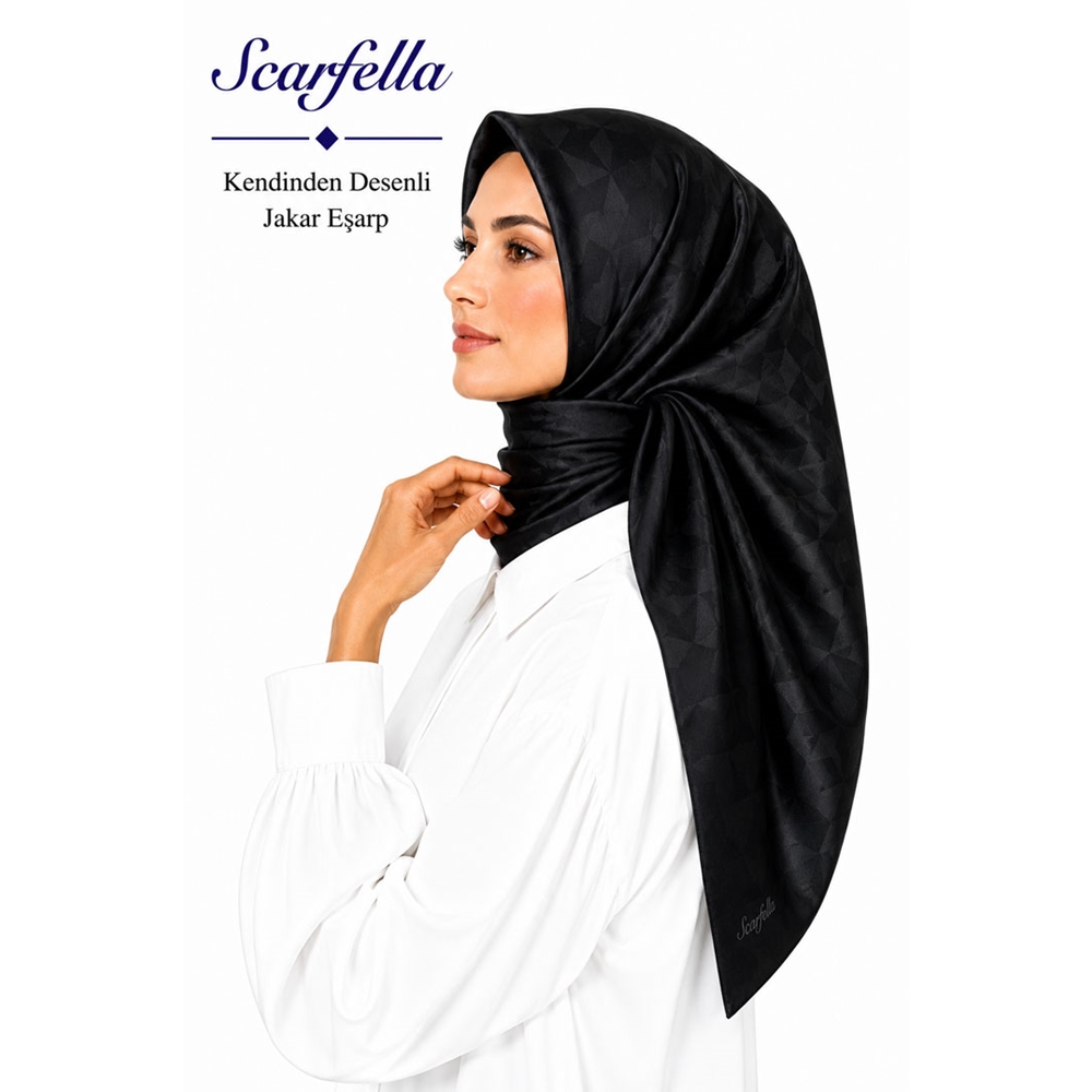 Scarfella Kendinden Desenli Jakar Eşarp - Desen-18