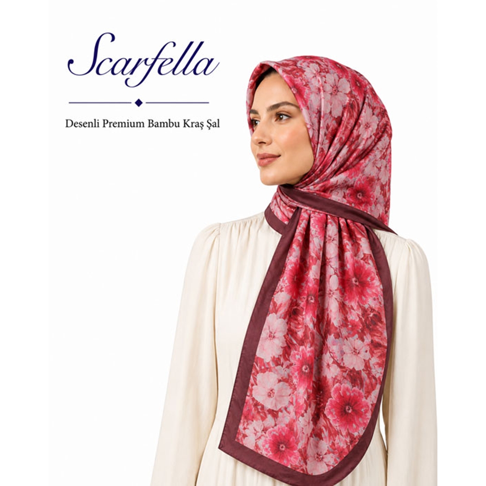 Scarfella Desenli Premium Bambu Kraş Şal - Desen-04