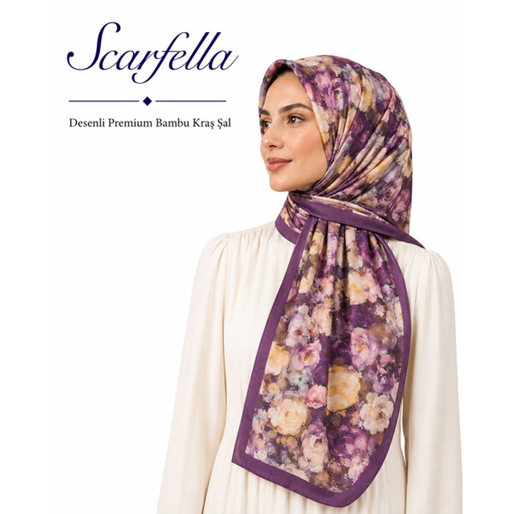 Scarfella Desenli Premium Bambu Kraş Şal - Desen-06